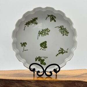 Taste Setter Herb Garden Ovenware Scalloped Quiche Tart Dish Japan Ceramic 9.5"